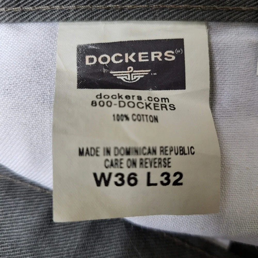 Dockers Men Pants 36X32 Olive Chino Twill Pleated Button 32